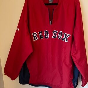 Majestic Red and Navy Team Pullover with Cool Base Tag